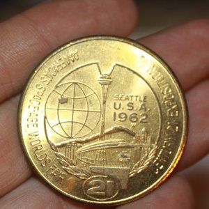 1962 AMERICA SPACE AGE WORLD'S FAIR SEATTLE EXPOSITION ONE DOLLAR TOKEN